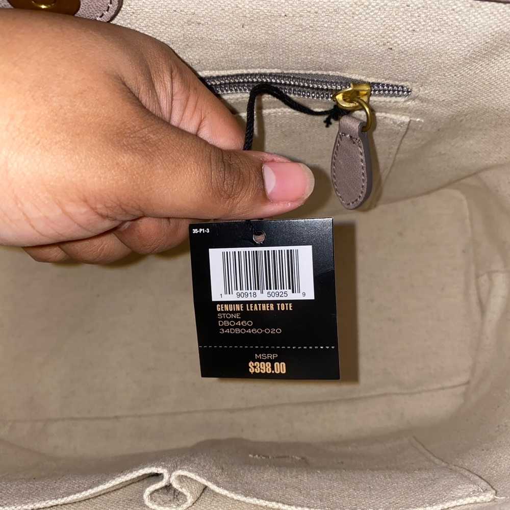 Frye Madison Leather Tote with Front Pocket Stone - Picture 6 of 10
